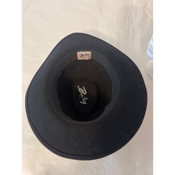 Bailey Light Felt Black Leather Banded Logo Safari Fedora Hat Mens 22 in Cir. - Picture 7 of 9